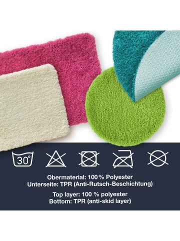 WohnDirect Hochflor Badematten Rund MALMÖ in Grau