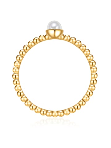 Lulu & Jane Perlen-Ring Messing Muschelkernperle in gelbgold