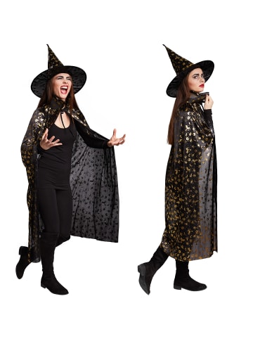 tectake Unisex Erwachsene Set Hut und Umhang Halloween Vielseitiges Karnevals - und Hall