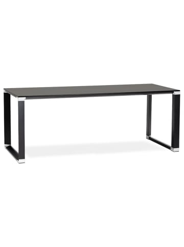 KADIMA DESIGN Schreibtisch 200x100 cm geradlinig Chromdetails, extra breit in Schwarz