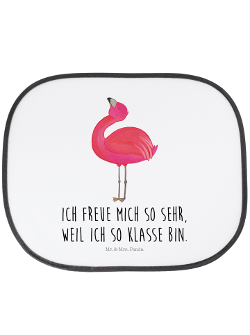 Mr. & Mrs. Panda Sonnenschutz Auto Flamingo Stolz mit Spruch in Weiß