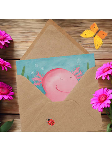 Mr. & Mrs. Panda faltkarte Axolotl Hurra Design ohne Spruch in Weiß