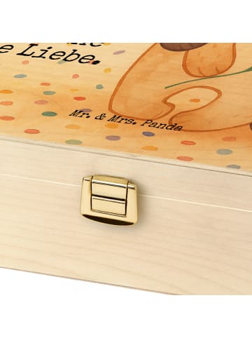 Mr. & Mrs. Panda Holzkiste Tee Bären Liebe Design mit Spruch in Weiß