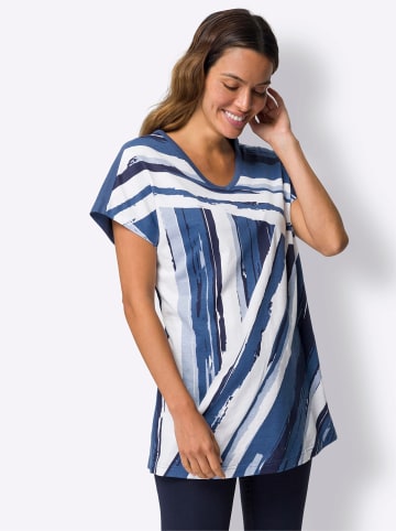 Sieh an! Longshirt in jeansblau-weiß