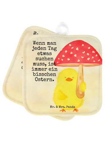 Topflappen Küken Fliegenpilz Design mit Spruch in Weiß