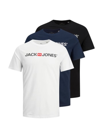Jack & Jones T-Shirt 3er Pack in Weiß/Marineblau/Schwarz