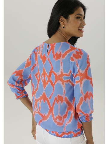 Aniston SELECTED Schlupfbluse in hellblau-orange-rosa-weiß