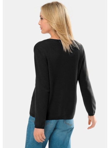 GOLDNER Kurzgröße:  Weiche Kaschmirstrickjacke mit V-Ausschnitt in schwarz