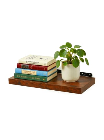 relaxdays Wandregal in Braun/ Schwarz - (B)40 x (H)4 x (T)23 cm