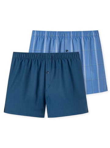 Schiesser Web-Boxershorts 2er Pack in Dunkelblau/Blau