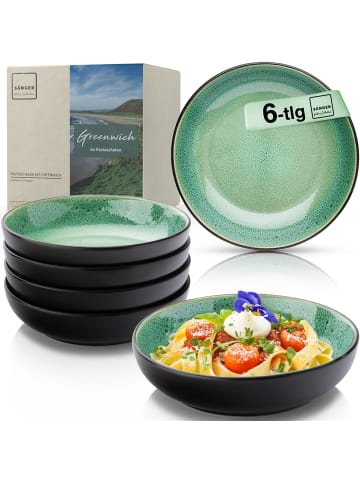 Sänger 6-tlg. Pastaschalen Set Greenwich in Grün aus Steingut