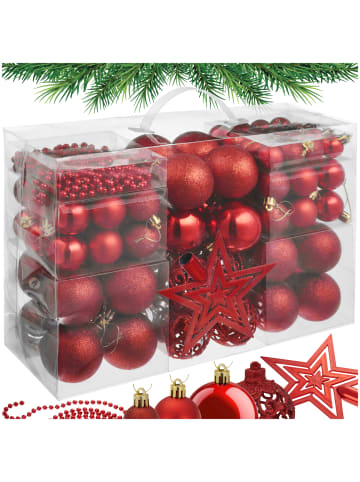 tectake Weihnachtskugeln  Durchmesser 3, 4 und 6 cm, rot