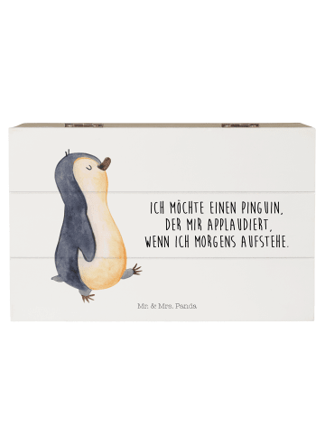 Mr. & Mrs. Panda Box Pinguin mHerzieren mit Spruch in Weiß