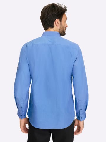 WITT WEIDEN Langarm-Hemd in mittelblau