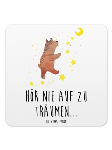 Mr. & Mrs. Panda Glasuntersetzer Bär Träume mit Spruch in Weiß