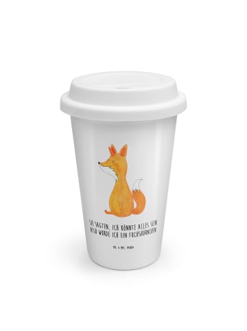 Mr. & Mrs. Panda Kaffeebecher Einhorn Fuchs mit Spruch in Weiß