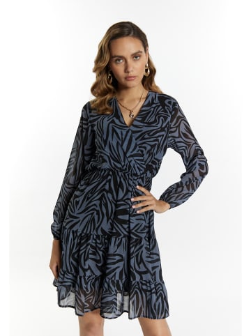 faina Kleid Mit Zebra-Print in Grau Schwarz