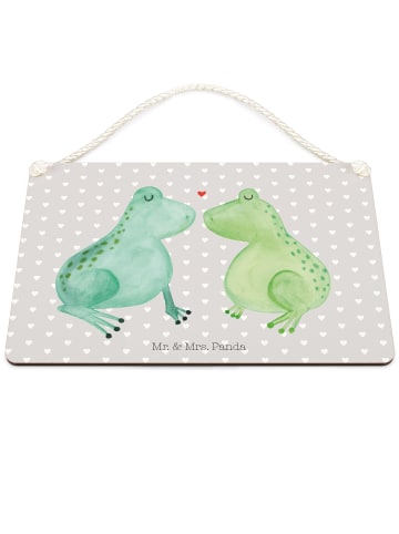Mr. & Mrs. Panda Wandbild Holz Frosch Liebe ohne Spruch in Grau Pastell