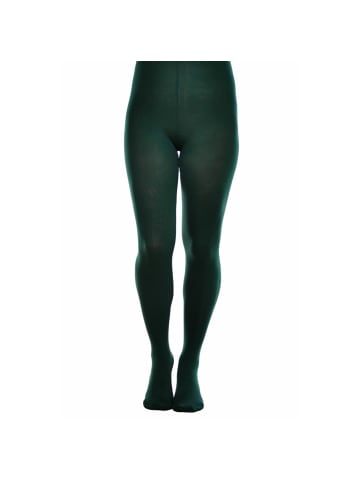 COFI 1453 Blickdichte und warm 60 DEN Mikrofaser Strumpfhose ohne Muster in Flaschengrün
