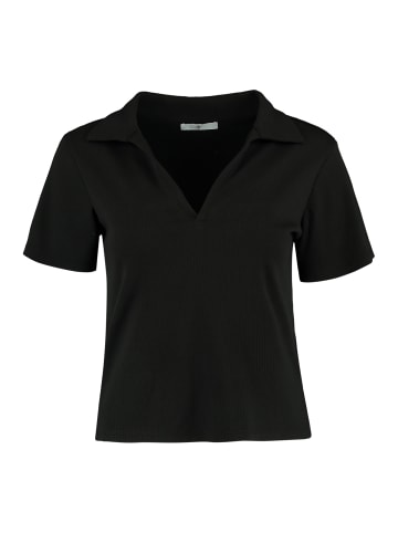 Hailys Geripptes Poloshirt Kurzarm Bluse V-AusschnittT-Shirt VICKY in Schwarz