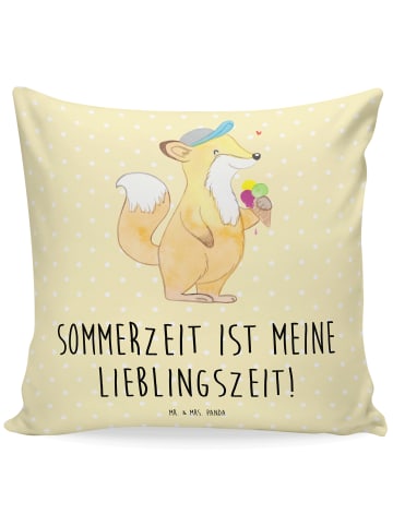 Mr. & Mrs. Panda Kuschelkissen Sommer Freude mit Spruch in Gelb Pastell