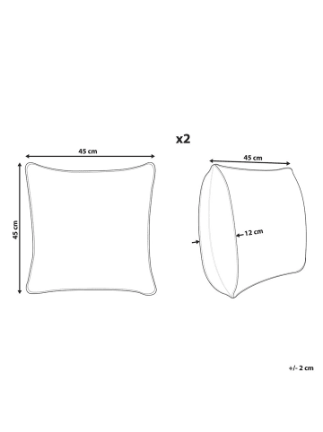 Beliani 2er-Set Dekokissen GARDENIA in Blau/Gold