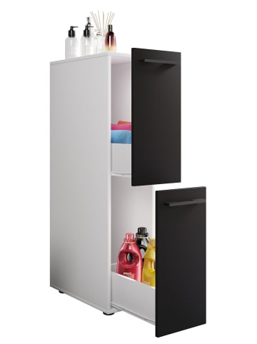 VCM  Holz Badmöbel Nischenschrank Schublade Sadilo L in Weiß / Schwarz