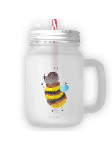 Mr. & Mrs. Panda Trinkglas Mason Jar Hummel flauschig ohne Spruch in Transparent