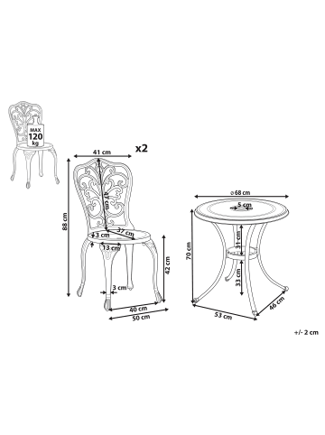 Beliani 3-tlg Bistro Set TRIORA/ANDALO in Braun