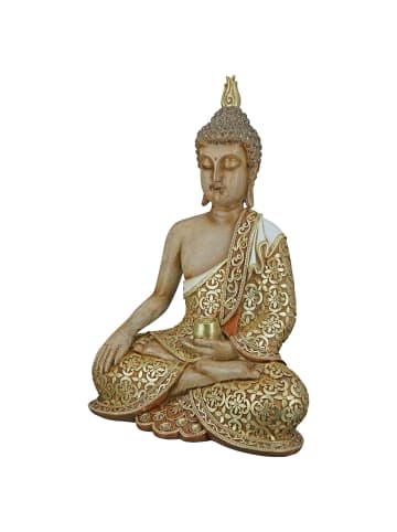 GILDE Buddha "Mangala" in Braun/ Gold - H. 35 cm - B. 24 cm