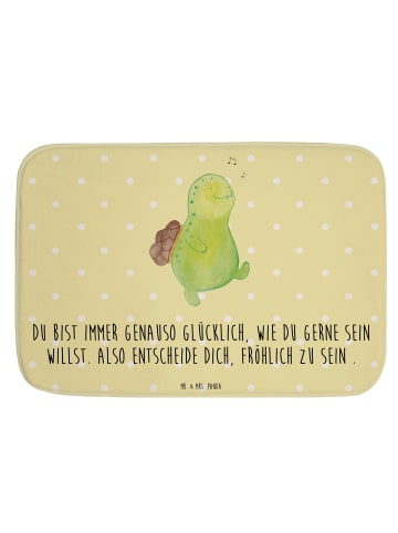 Mr. & Mrs. Panda Teppich Fürs Bad Schildkröte Pfeifen mit Spruch in Gelb Pastell