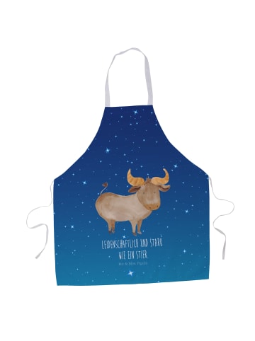 Mr. & Mrs. Panda Kellner Schürze Sternzeichen Stier mit Spruch in Sternenhimmel Blau