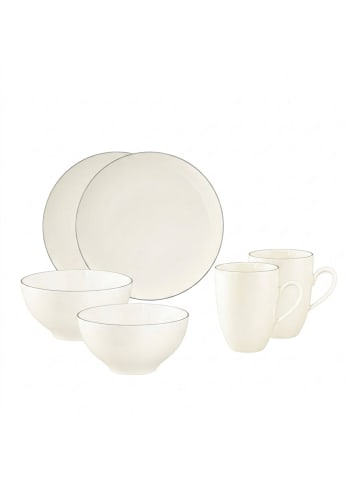 Seltmann Weiden 6-tlg. Frühstücks-Set Savona Grey Line in Creme – in creme