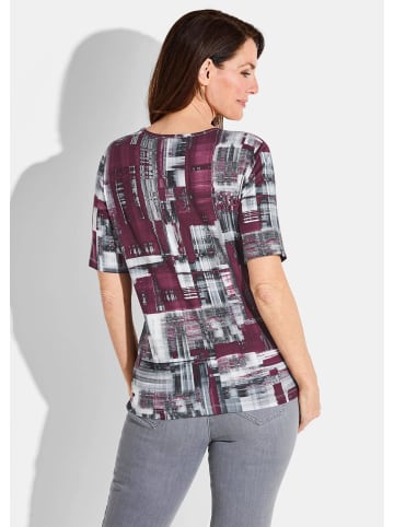 GOLDNER Shirt Shirt in bordeaux / anthrazit / weiß / gemustert