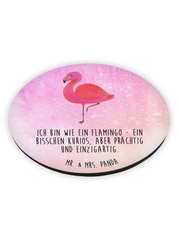 Mr. & Mrs. Panda Rund Magnet Flamingo Classic mit Spruch in Aquarell Pink