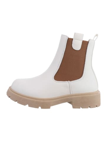 Ital-Design Stiefelette in Weiß und Braun