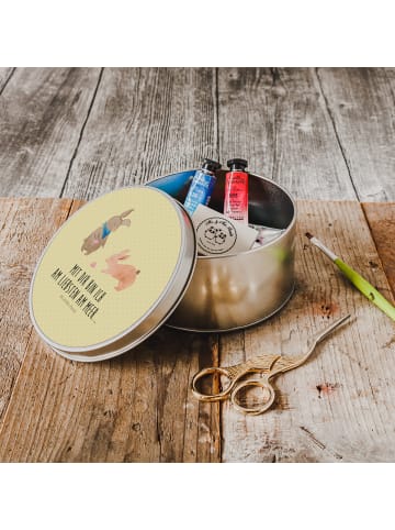 Mr. & Mrs. Panda Erinnerungsbox Hasen Muschel mit Spruch in Gelb Pastell