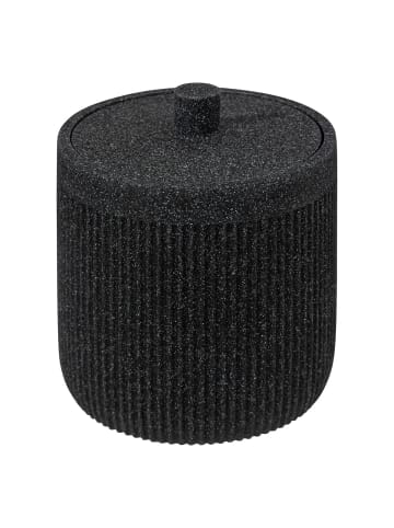 5five Simply Smart Wattepads- und Wattestäbchenbehälter ONYX, Schiefer in Schwarz, Ø 9,9 x 12 cm