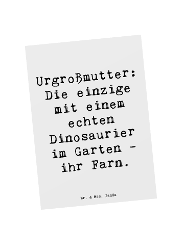 Mr. & Mrs. Panda Postkarte Urgroßmutter Farn mit Spruch in Weiß