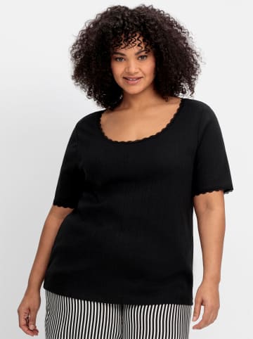 sheego Rippshirt in schwarz