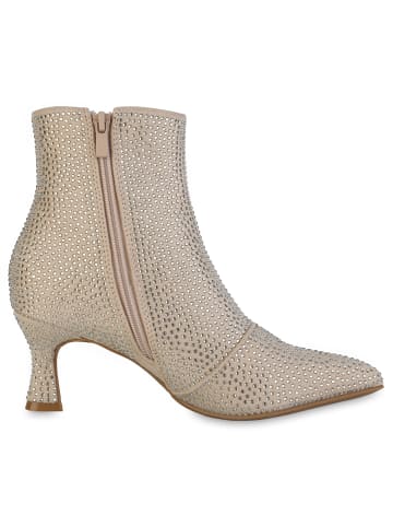 VAN HILL Klassische Stiefeletten Mary in Beige Velours
