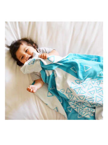 OrganicEra OrganicEra Biologische Tricot Gebreide Babydeken, Lama  (80X90 cm) in Turquoise