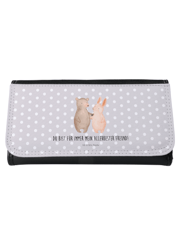 Mr. & Mrs. Panda Wallet Bär und Hase Umarmen mit Spruch in Grau Pastell