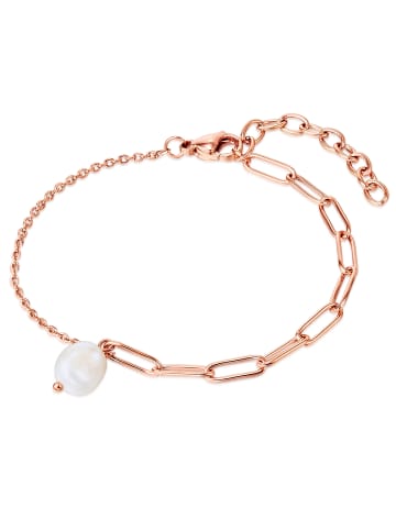 Valero Pearls Armband Edelstahl roségold Süßwasser-Zuchtperle weiß in roségold