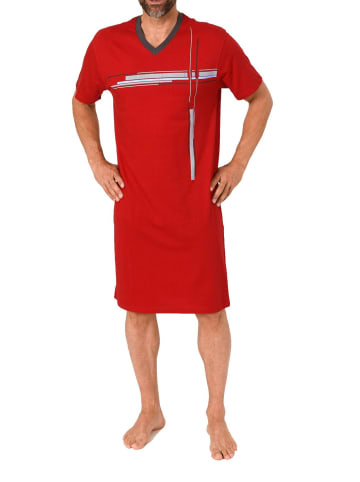 NORMANN Kurzarm Nachthemd Frontprint in rot