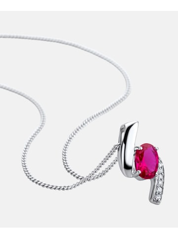 Diamant L'éternel Halskette aus 375 Weißgold mit Lab Grown Diamant mit Rubin