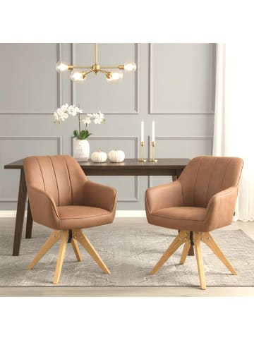 DUBI Möbel 2er-Set: Drehstuhl Mika-Noah in Braun - (B)60 x (H)87 x  (T)65 cm