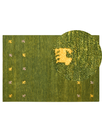 Beliani Kurzflor YULAFI in Grün/Gelb/Braun - (W) 140 x (L) 200 cm
