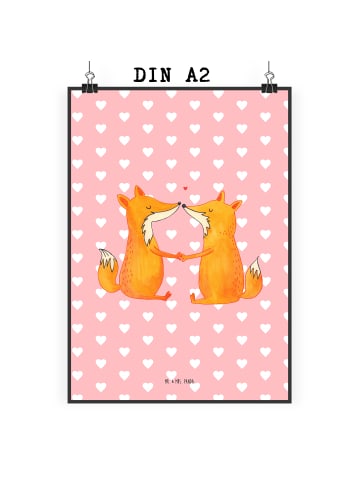 Mr. & Mrs. Panda Plakat Füchse Liebe ohne Spruch in Rot Pastell