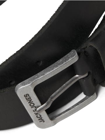 Jack & Jones Echtleder Gürtel Klassischer Leather Belt mit Löcher JACROCK in Schwarz